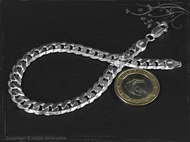 Curb chain bracelets 925 sterling silver width 7mm  massiv