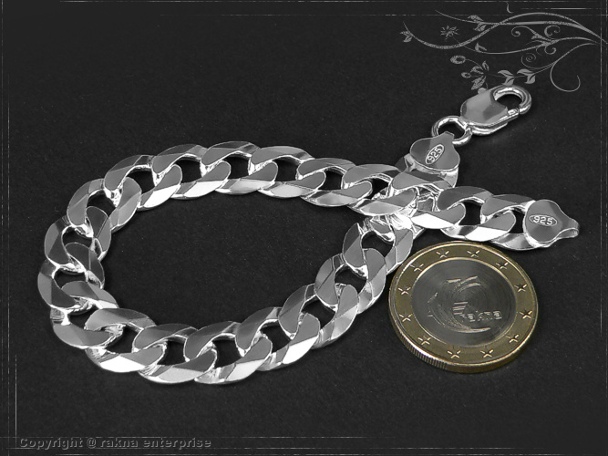 Curb chain bracelets 925 sterling silver width 10mm  massiv
