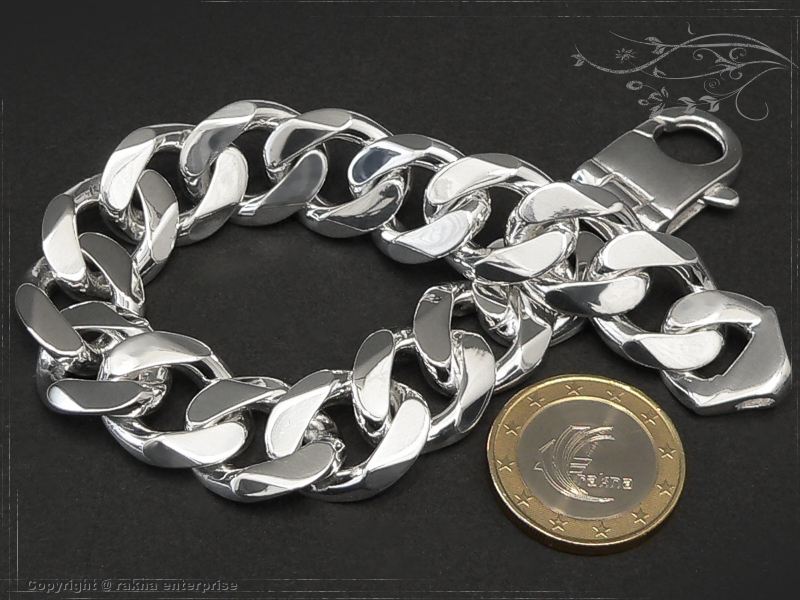 Curb chain bracelets 925 sterling silver width 16,5mm  massiv