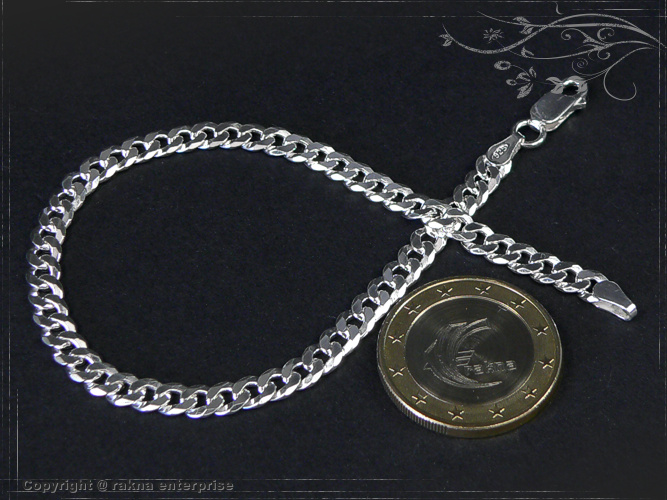 Curb chain bracelets 925 sterling silver width 5mm  massiv